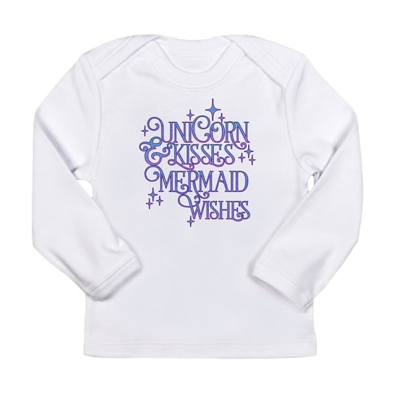 CafePress - UNICORN KISSES And MERMAID WISHES Long Sleeve T Sh - Long Sleeve Infant T-Shirt