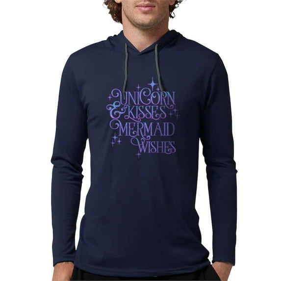 CafePress - UNICORN KISSES And MERMAID WISHES Long Sleeve T Sh - Mens Hooded Shirt