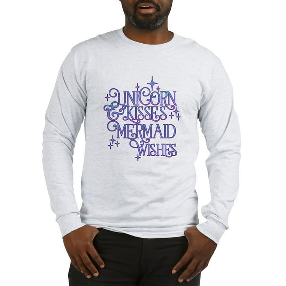 CafePress - UNICORN KISSES And MERMAID WISHES Long Sleeve T Sh - Unisex Cotton Long Sleeve T-Shirt