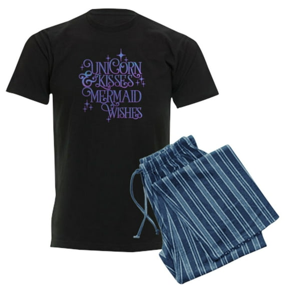 CafePress - UNICORN KISSES And MERMAID WISHES Pajamas - Men's Dark Loose Fit Cotton Pajama Set