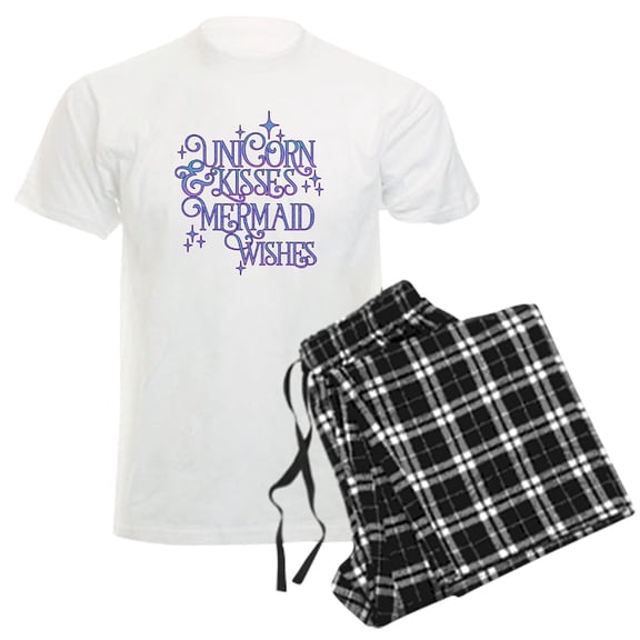 CafePress - UNICORN KISSES And MERMAID WISHES Pajamas - Men's Light Loose Fit Cotton Pajama Set