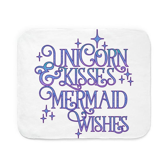 CafePress - UNICORN KISSES And MERMAID WISHES Sherpa Fleece Th - Sherpa Fleece Throw Blanket 60" x 50"