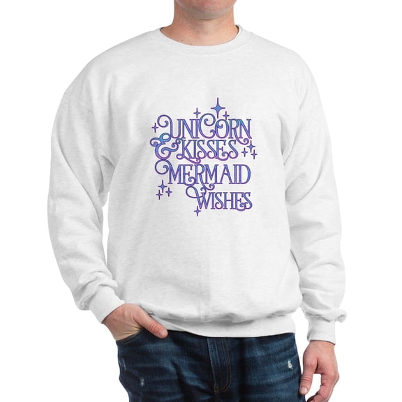 CafePress - UNICORN KISSES And MERMAID WISHES Sweatshirt - Crew Neck Sweatshirt