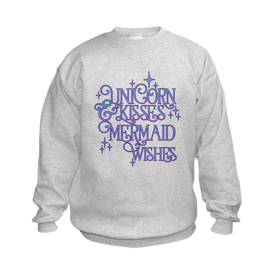 CafePress - UNICORN KISSES And MERMAID WISHES Sweatshirt - Kids Sweatshirt, Youth Crew Neck Sweatshirt