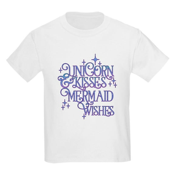 CafePress - UNICORN KISSES And MERMAID WISHES T Shirt - Light T-Shirt Kids XS-XL