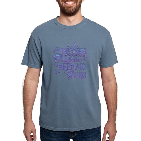 CafePress - UNICORN KISSES And MERMAID WISHES T Shirt - Mens Comfort Colors Shirt