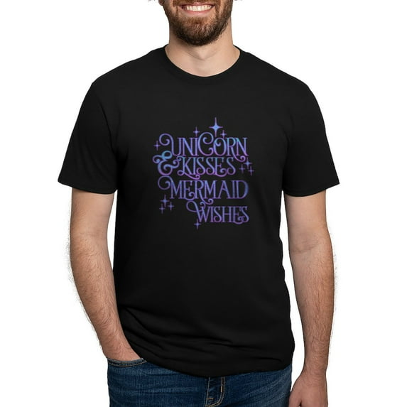 CafePress - UNICORN KISSES And MERMAID WISHES T Shirt - Mens Tri-blend T-Shirt