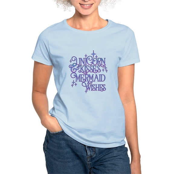 CafePress - Unicorn Kisses And Mermaid Wishes Women's Value T Shirt - Women's Classic T-Shirt