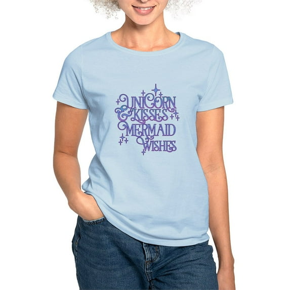 CafePress - Unicorn Kisses And Mermaid Wishes Women's Value T Shirt - Women's Classic T-Shirt