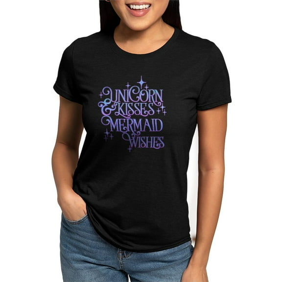 CafePress - UNICORN KISSES And MERMAID WISHES T Shirt - Womens Tri-blend T-Shirt