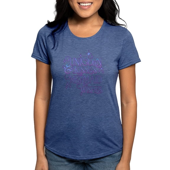CafePress - UNICORN KISSES And MERMAID WISHES T Shirt - Womens Tri-blend T-Shirt