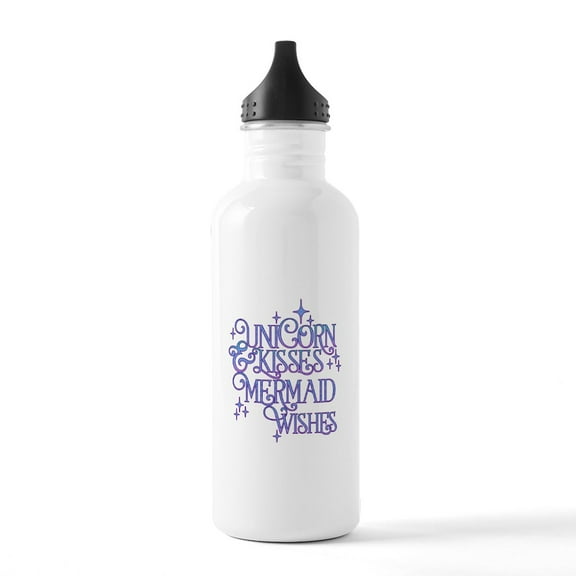 CafePress - UNICORN KISSES And MERMAID WISHES Water Bottle - Stainless Steel Water Bottle, Sports Bottle, 1.0L
