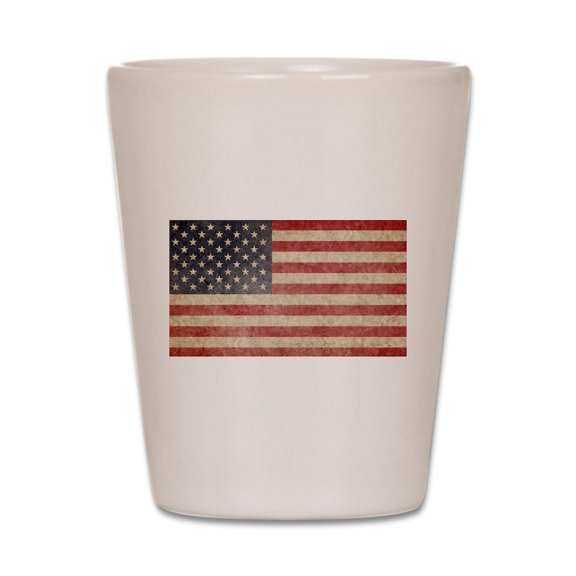 CafePress - US Faded Flag - White Shot Glass, Unique and Funny Shot Glass