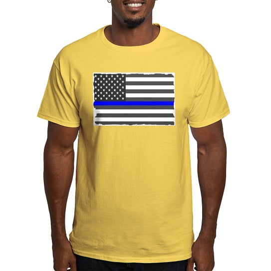 CafePress - US Flag Blue Line T Shirt - Men's Classic Cotton T-Shirts