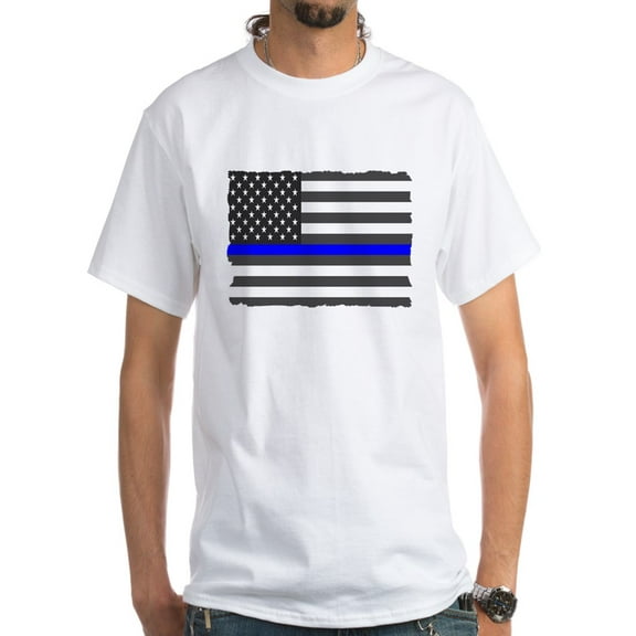 CafePress - US Flag Blue Line T-Shirt - Men's Classic T-Shirts