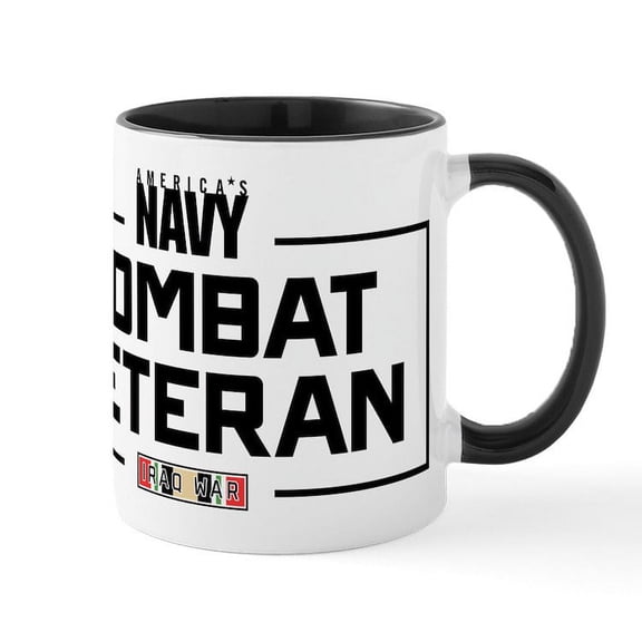 CafePress - US Navy Combat Veteran - 11 oz Ceramic Mug - Novelty Coffee Tea Cup
