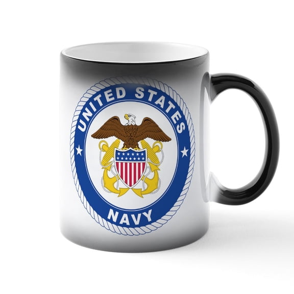 CafePress - US Navy Emblem - 11 oz Color Changing Magic Mug