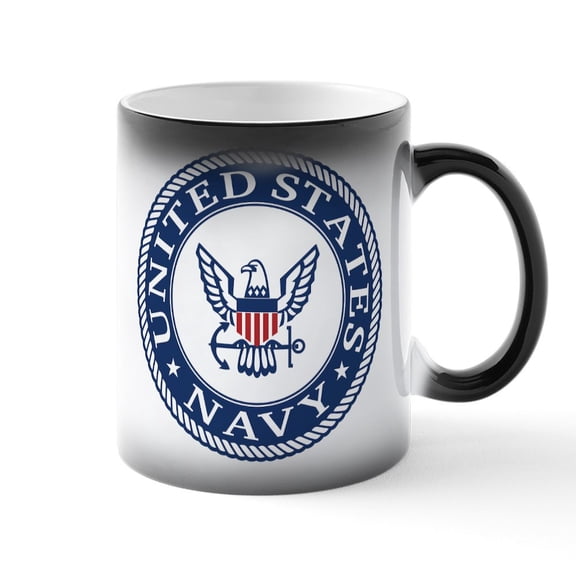 CafePress - US Navy Emblem - 11 oz Color Changing Magic Mug
