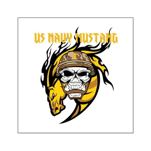 CafePress - US Navy Mustang Square Sticker 3 X 3 - Square Sticker 3" x 3"