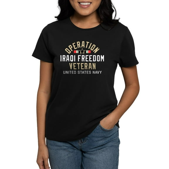 CafePress - US Navy Operation Iraqi Freed Women's Dark T Shirt - Women's Traditional Fit Dark T-Shirt