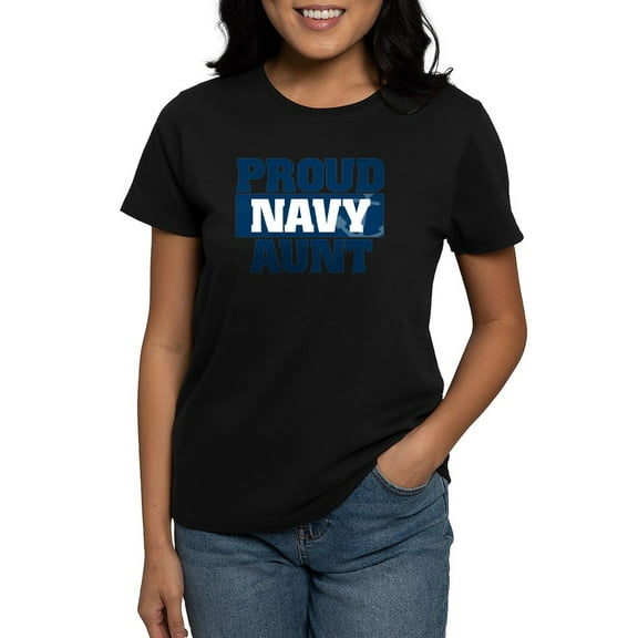 CafePress - US Navy Proud Navy Aunt Women's Dark T Shirt - Women's Traditional Fit Dark T-Shirt