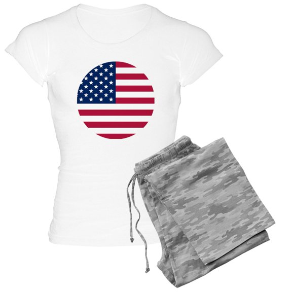 CafePress - USA American Flag - Women's Short Sleeve Print T-Shirt and Pants Light Cotton Pajama Set