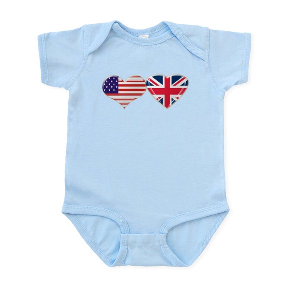 CafePress - USA And UK Heart Flag Infant Bodysuit - Baby Light Bodysuit, Size Newborn - 24 Months