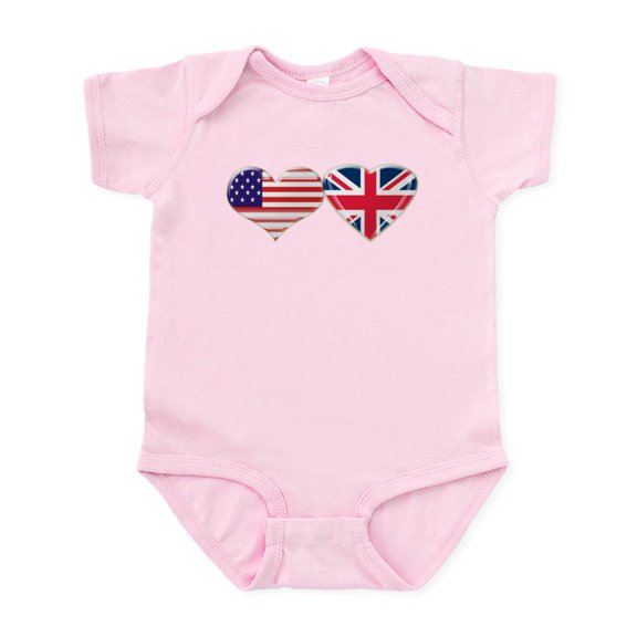 CafePress - USA And UK Heart Flag Infant Bodysuit - Baby Light Bodysuit, Size Newborn - 24 Months