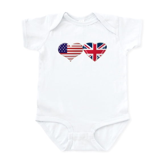 CafePress - USA And UK Heart Flag Infant Bodysuit - Baby Light Bodysuit, Size Newborn - 24 Months