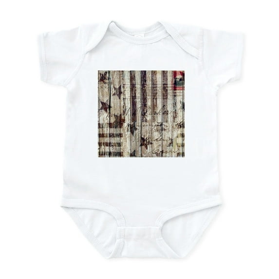 CafePress - USA Flag Americana Body Suit - Baby Light Bodysuit, Size Newborn - 24 Months