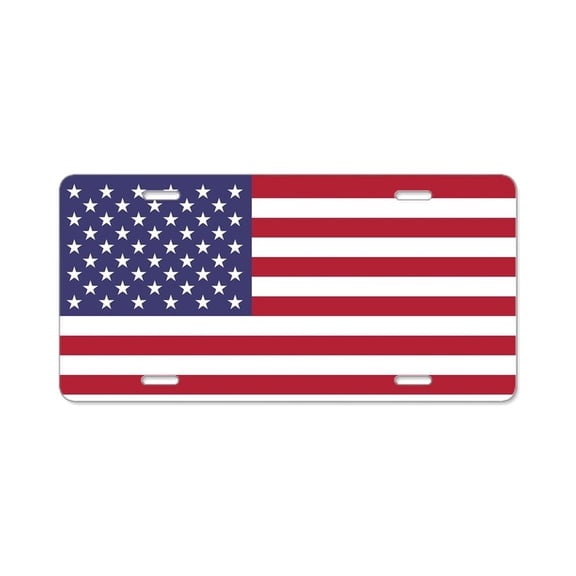 CafePress - USA Flag Authentic Version - Aluminum License Plate, Front License Plate, Vanity Tag