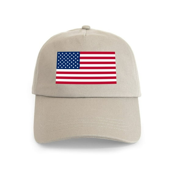 CafePress - USA Flag Cap - Adjustable 100% Brushed Unisex Casual Cotton Baseball Cap, Beige, 1