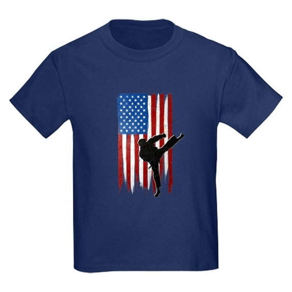 CafePress - USA Flag Team Taekwondo Kids Light T Shirt - Dark T-Shirt Kids XS-XL