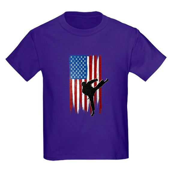 CafePress - USA Flag Team Taekwondo Kids Light T Shirt - Dark T-Shirt Kids XS-XL