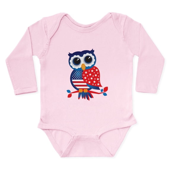 CafePress - USA Owl Body Suit - Long Sleeve Cotton Baby Bodysuit