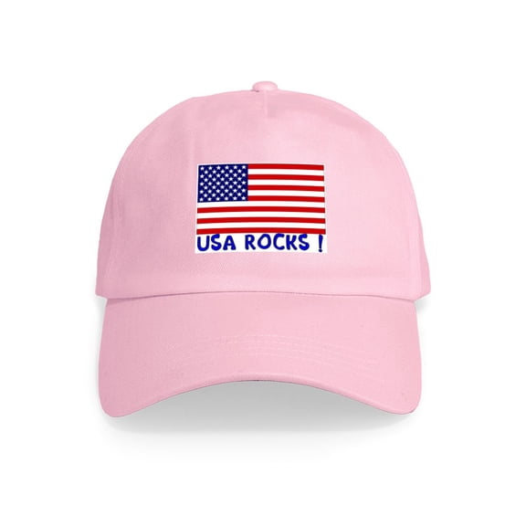 CafePress - USA ROCKS ! (Blue) Cap - Adjustable 100% Brushed Unisex Casual Cotton Baseball Cap, Beige, 1