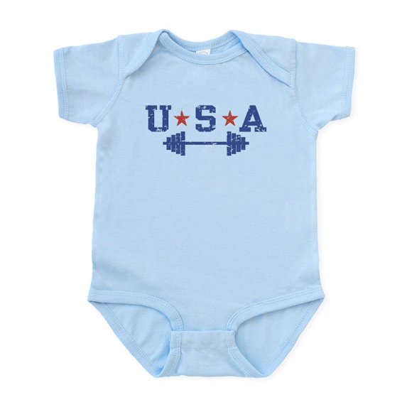 CafePress - USA Weightlifting Infant Bodysuit - Baby Light Bodysuit, Size Newborn - 24 Months