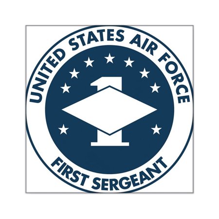 CafePress - USAF First Sergeant Logo Bo Square Sticker 3 X 3 - Square Sticker 3" x 3"