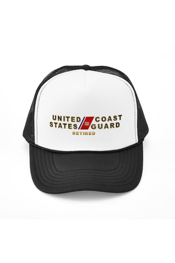 - USCG Retired - Adjustable Unisex Printed Trucker Hat with Mesh Back