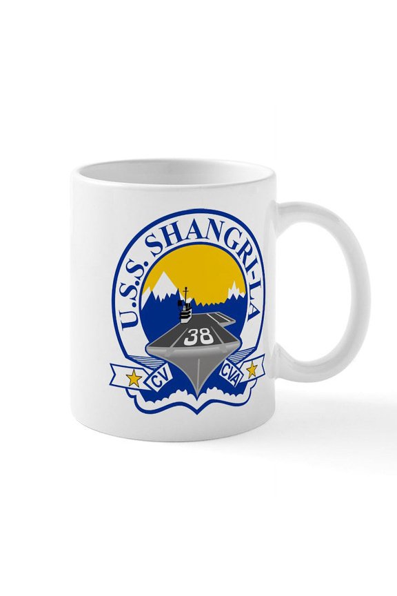 - USS Shangri La CV 38 Mugs - 11 oz Ceramic Mug - Novelty Coffee Tea Cup