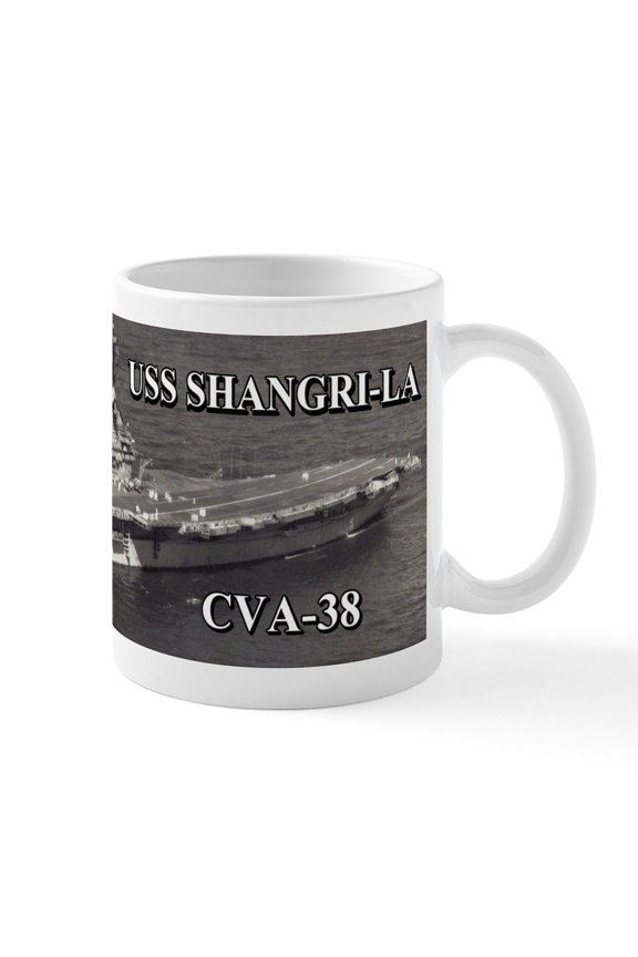 - USS Shangri La CVA 38 Mugs - 11 oz Ceramic Mug - Novelty Coffee Tea Cup