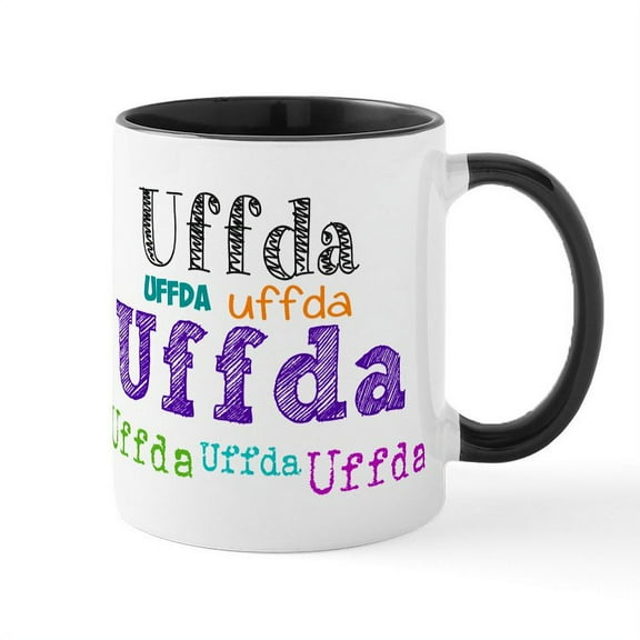 CafePress - Uffda Multi Color Text Mugs - 11 oz Ceramic Mug - Novelty Coffee Tea Cup