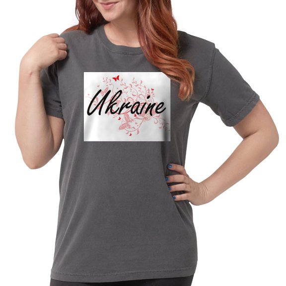 CafePress - Ukraine Artistic Design With Butterflies Women's C - Womens Comfort Colors® Shirt