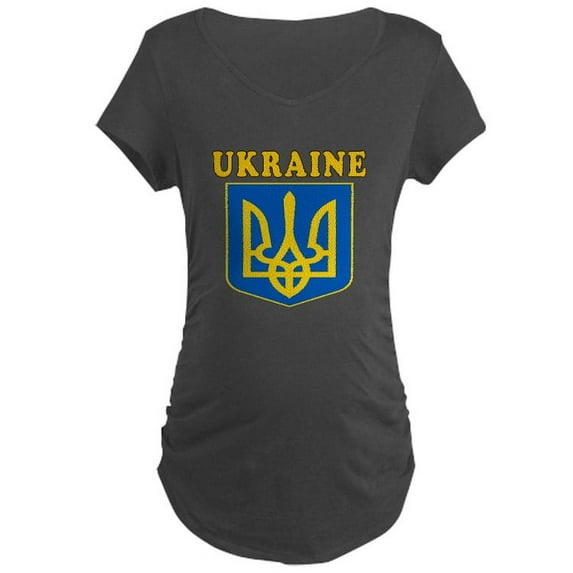 CafePress - Ukraine Coat Of Arms Designs Maternity Dark T Shir - Maternity Dark T-Shirt