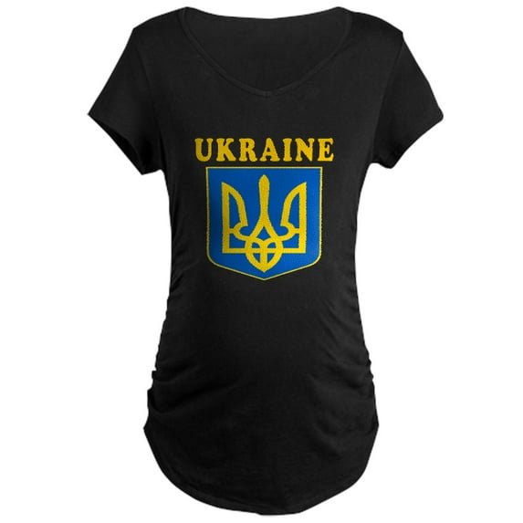CafePress - Ukraine Coat Of Arms Designs Maternity Dark T Shir - Maternity Dark T-Shirt