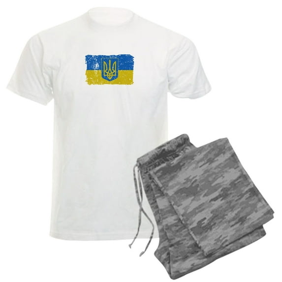 CafePress - Ukraine Coat Of Arms Flag Pajamas - Men's Light Loose Fit Cotton Pajama Set