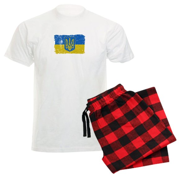 CafePress - Ukraine Coat Of Arms Flag Pajamas - Men's Light Loose Fit Cotton Pajama Set