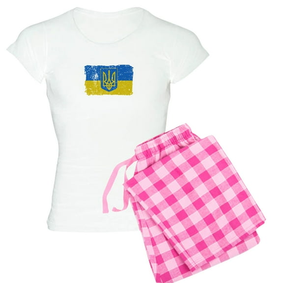 CafePress - Ukraine Coat Of Arms Flag Pajamas - Women's Short Sleeve Print T-Shirt and Pants Light Cotton Pajama Set