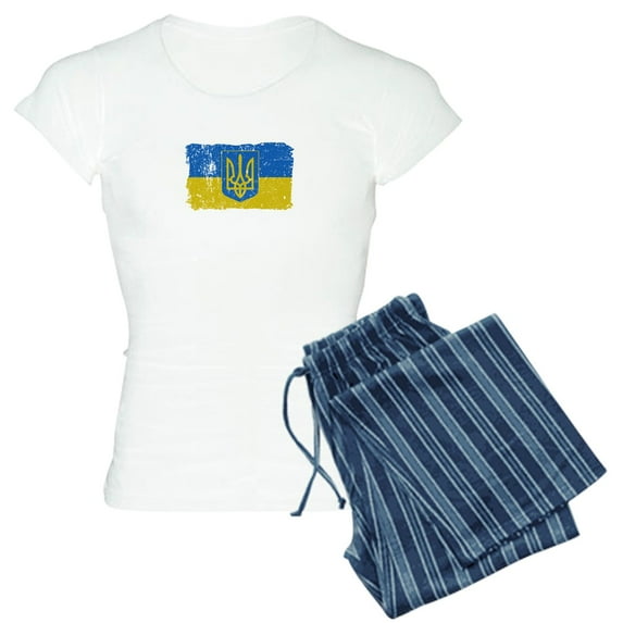 CafePress - Ukraine Coat Of Arms Flag Pajamas - Women's Short Sleeve Print T-Shirt and Pants Light Cotton Pajama Set