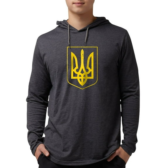 CafePress - Ukraine Coat Of Arms Long Sleeve T Shirt - Mens Hooded Shirt